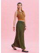 Khaki Bohemian Skirt with Elastic Waist and Drape Detail 4494